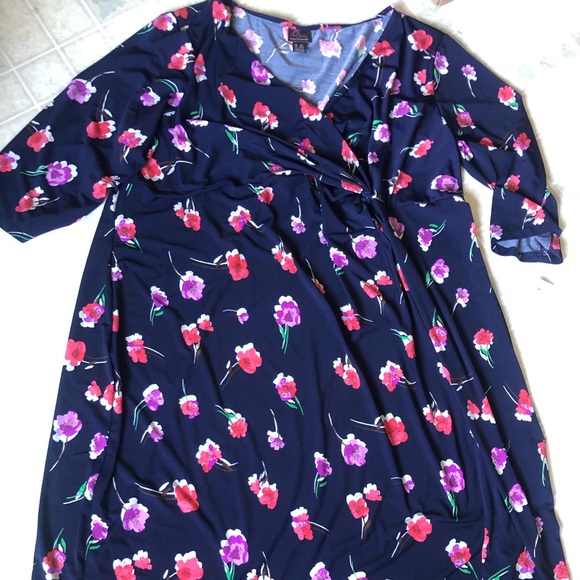 Oh Baby by Motherhood Navy Blue Faux Wrap Dress - Picture 4 of 6